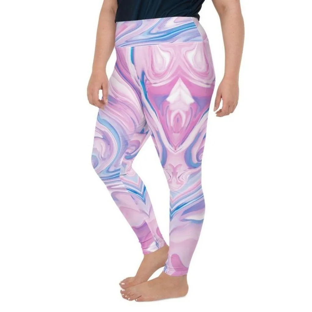 Pink & Blue Marble Plus Size Leggings