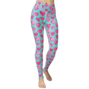 Pink Hearts Yoga Leggings