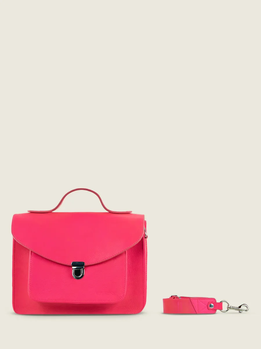 Pink Leather Handbag for Women - Mademoiselle George Neon Pink | PAUL MARIUS