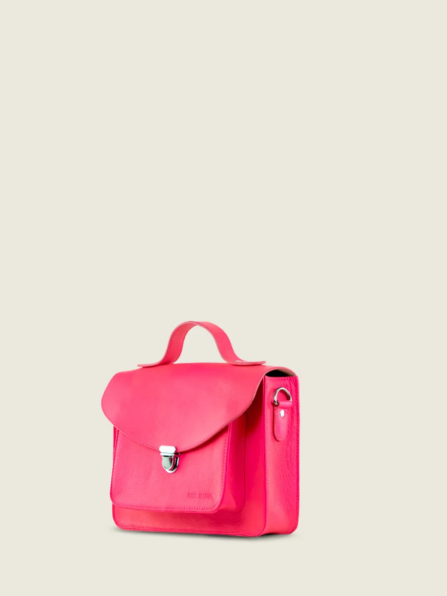 Pink Leather Handbag for Women - Mademoiselle George Neon Pink | PAUL MARIUS