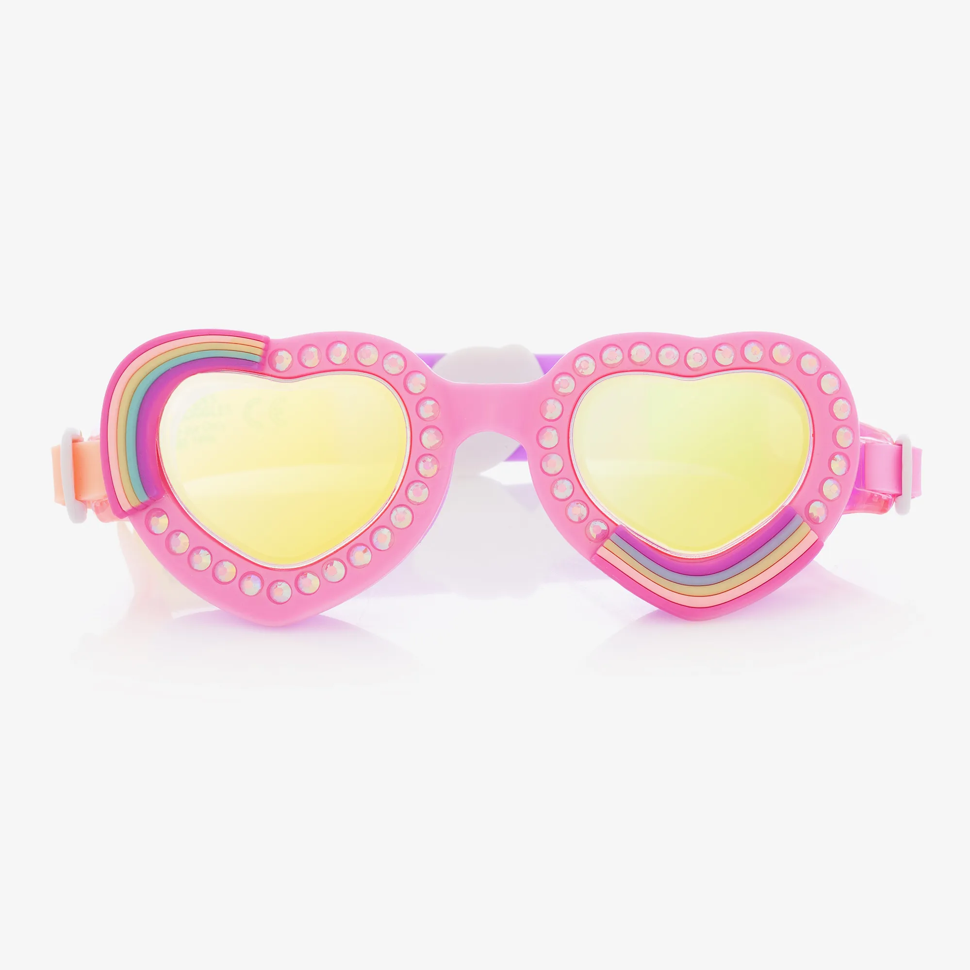 Pink Rainbow Heart Swimming Goggles