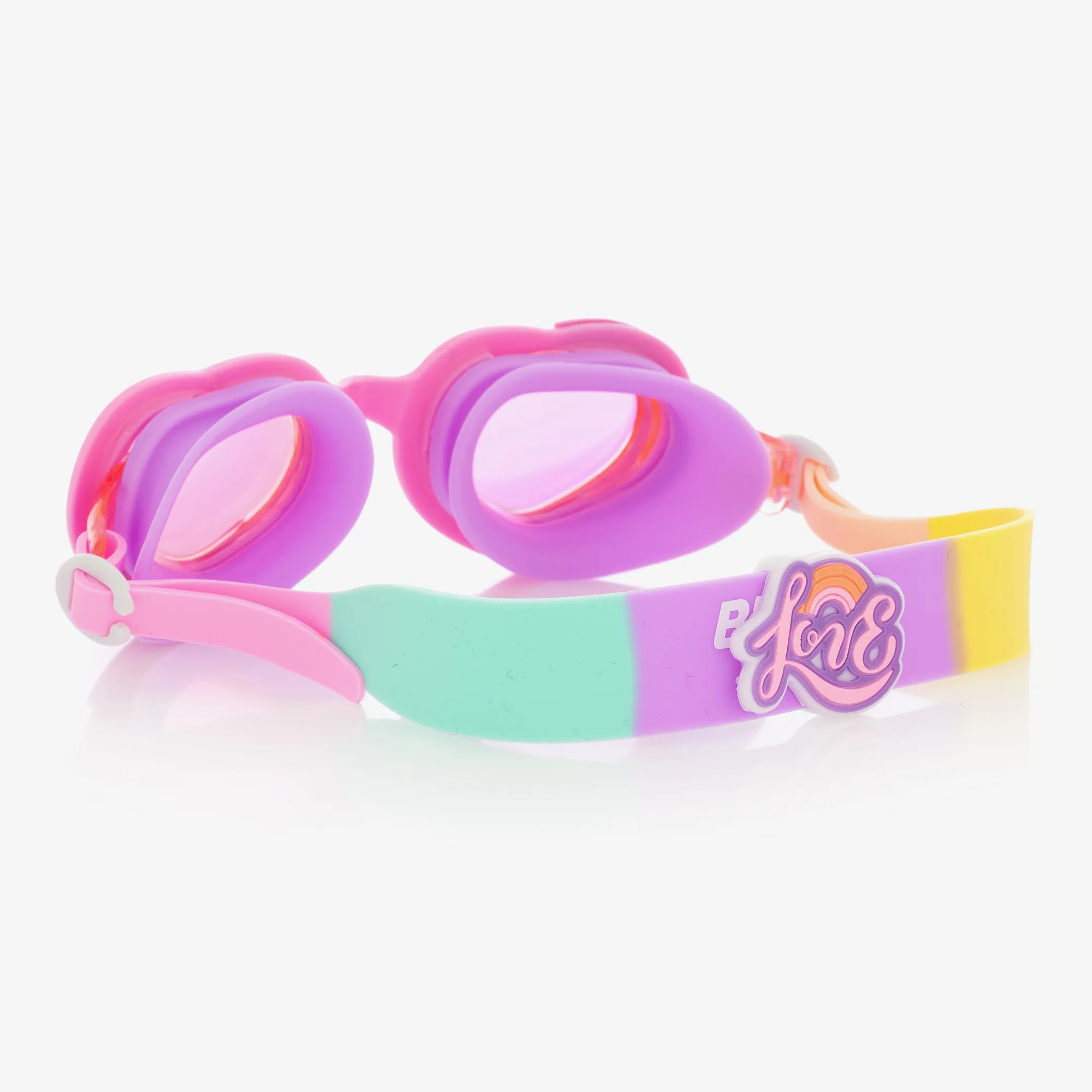 Pink Rainbow Heart Swimming Goggles