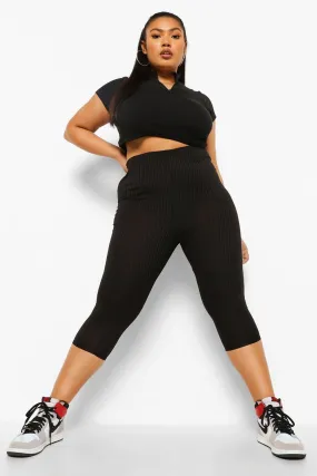 Plus Wide Rib 3/4 Leggings