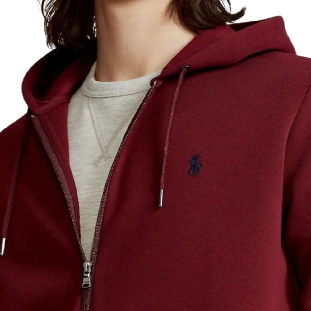 Polo Ralph Lauren Burgundy Red Zipped Hoodie | Menswear Online