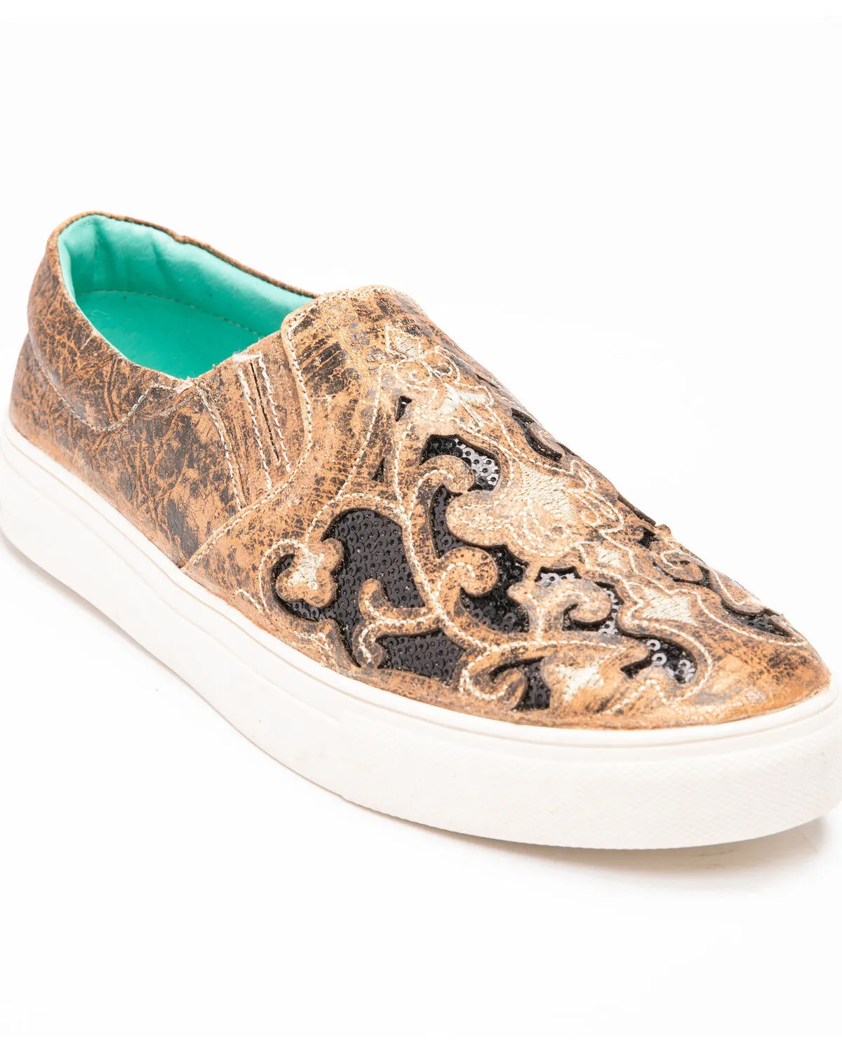 Product Name:  Corral Women's Floral Embroidered Glitter Inlay Sneakers