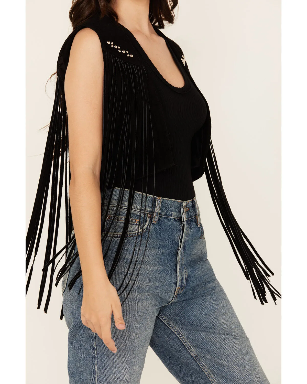 Product Name:  West And Co Women's Cya Later Horseshoe Studded Fringe Vest