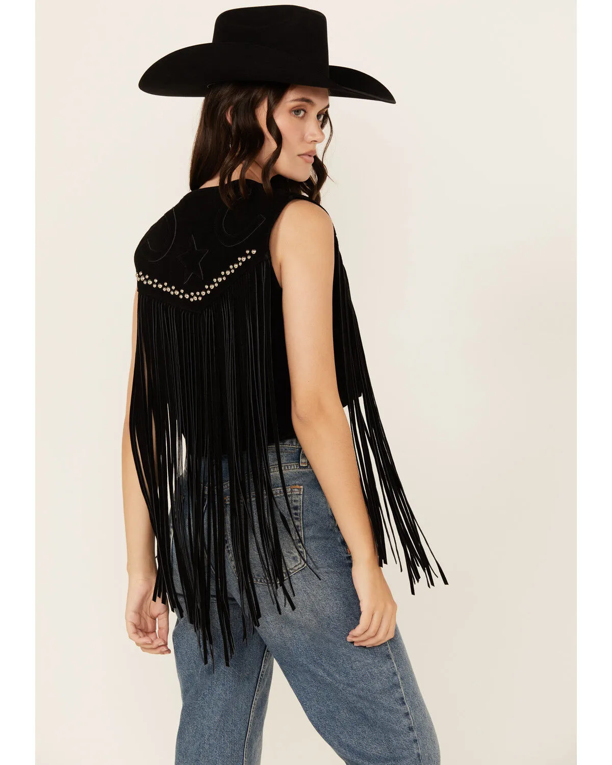 Product Name:  West And Co Women's Cya Later Horseshoe Studded Fringe Vest