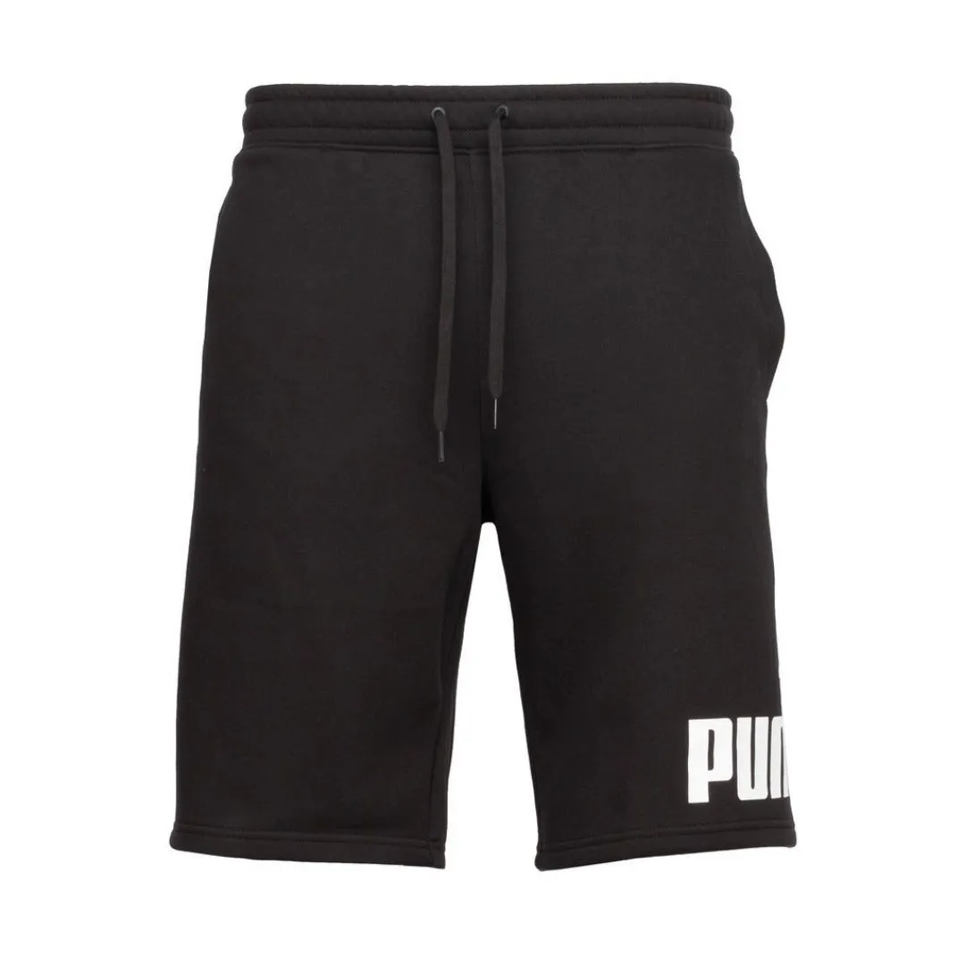 PUMA BIG FLEECE LOGO 10  SHORTS - Men’s- BLACK -PUMA WHITE