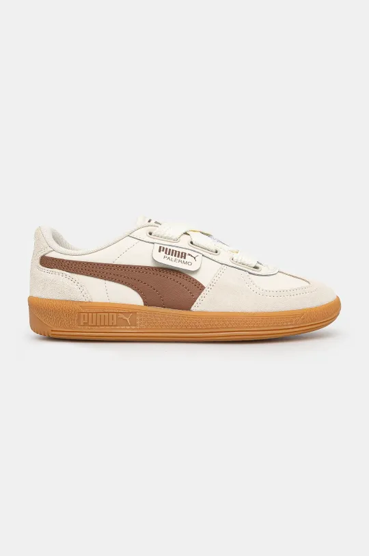 Puma leather sneakers Palermo Wide Lace SD beige color 402109