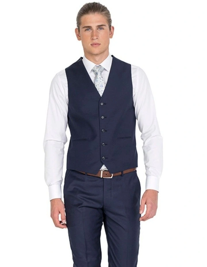 Pure Wool Tailored Lounge Vest in Navy