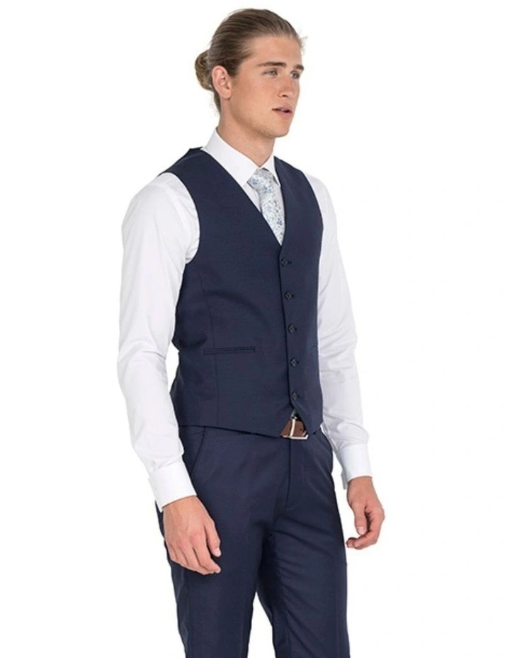 Pure Wool Tailored Lounge Vest in Navy