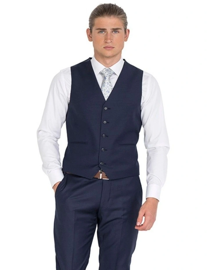 Pure Wool Tailored Lounge Vest in Navy