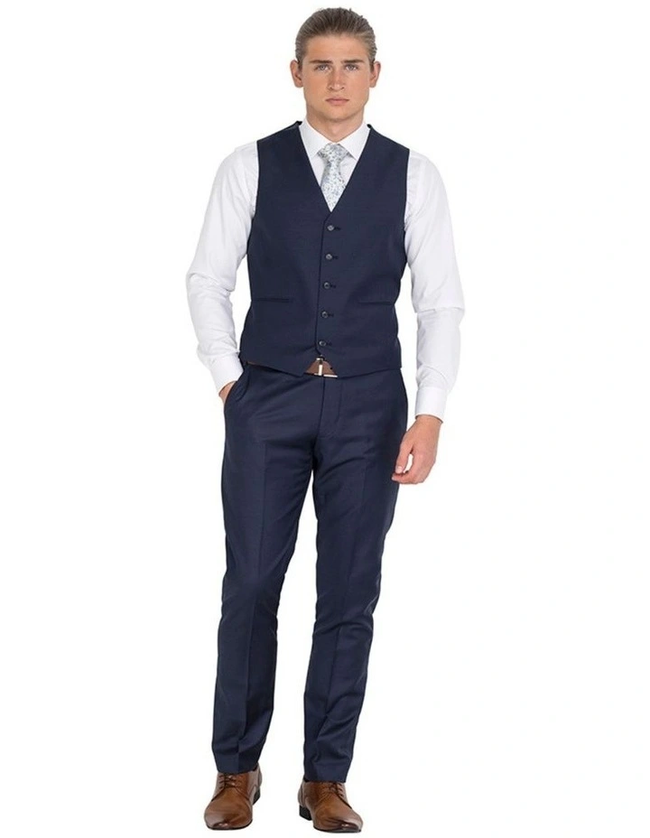 Pure Wool Tailored Lounge Vest in Navy