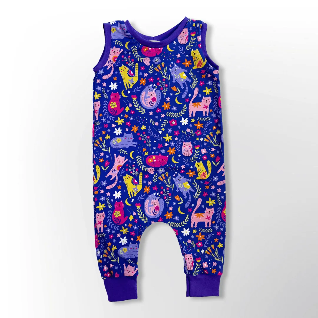 Purple Cats Organic Easy Up Romper