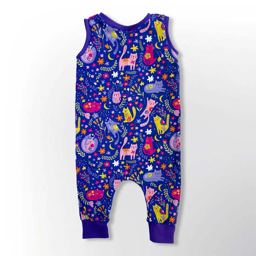 Purple Cats Organic Easy Up Romper