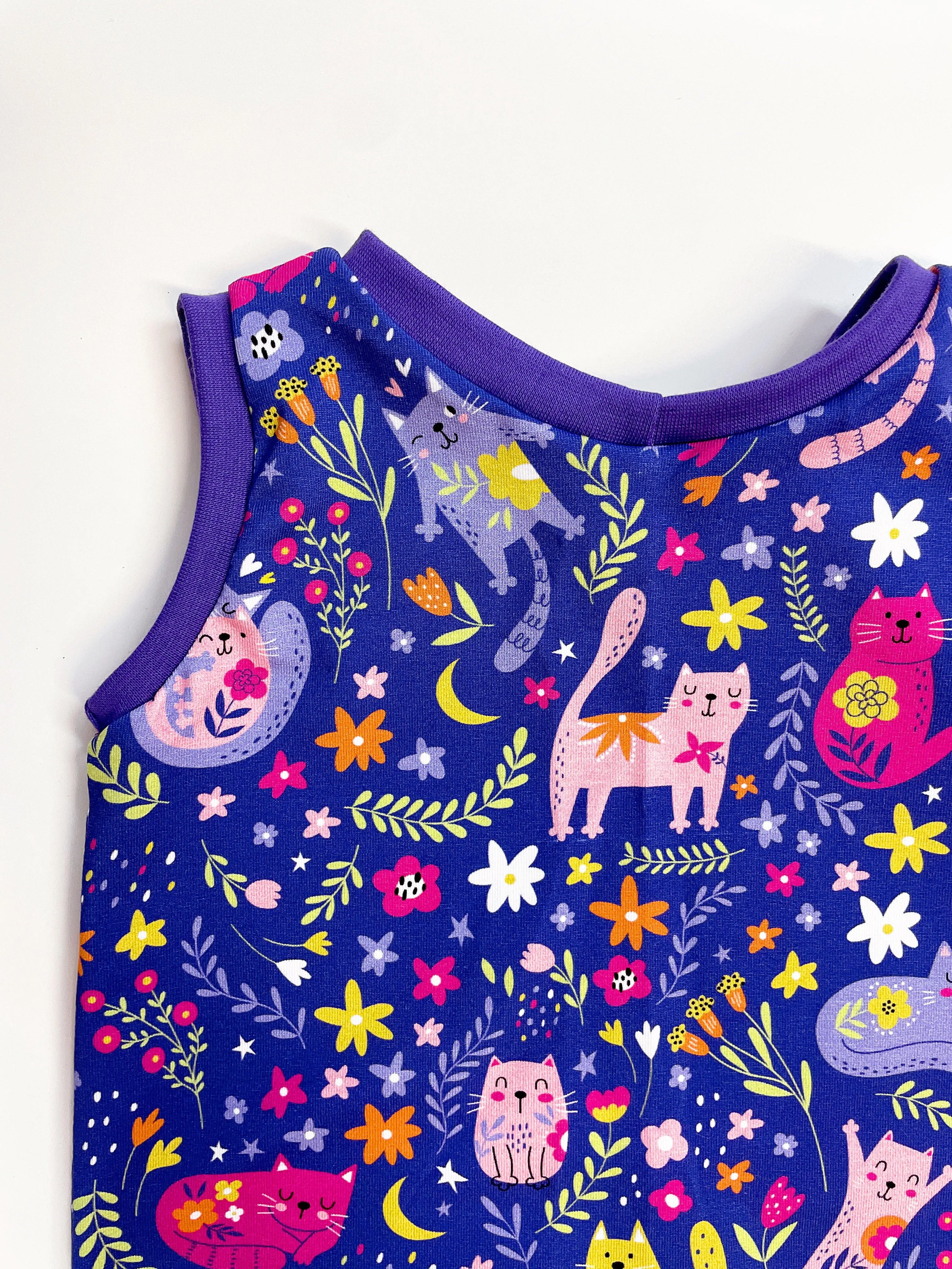 Purple Cats Organic Easy Up Romper