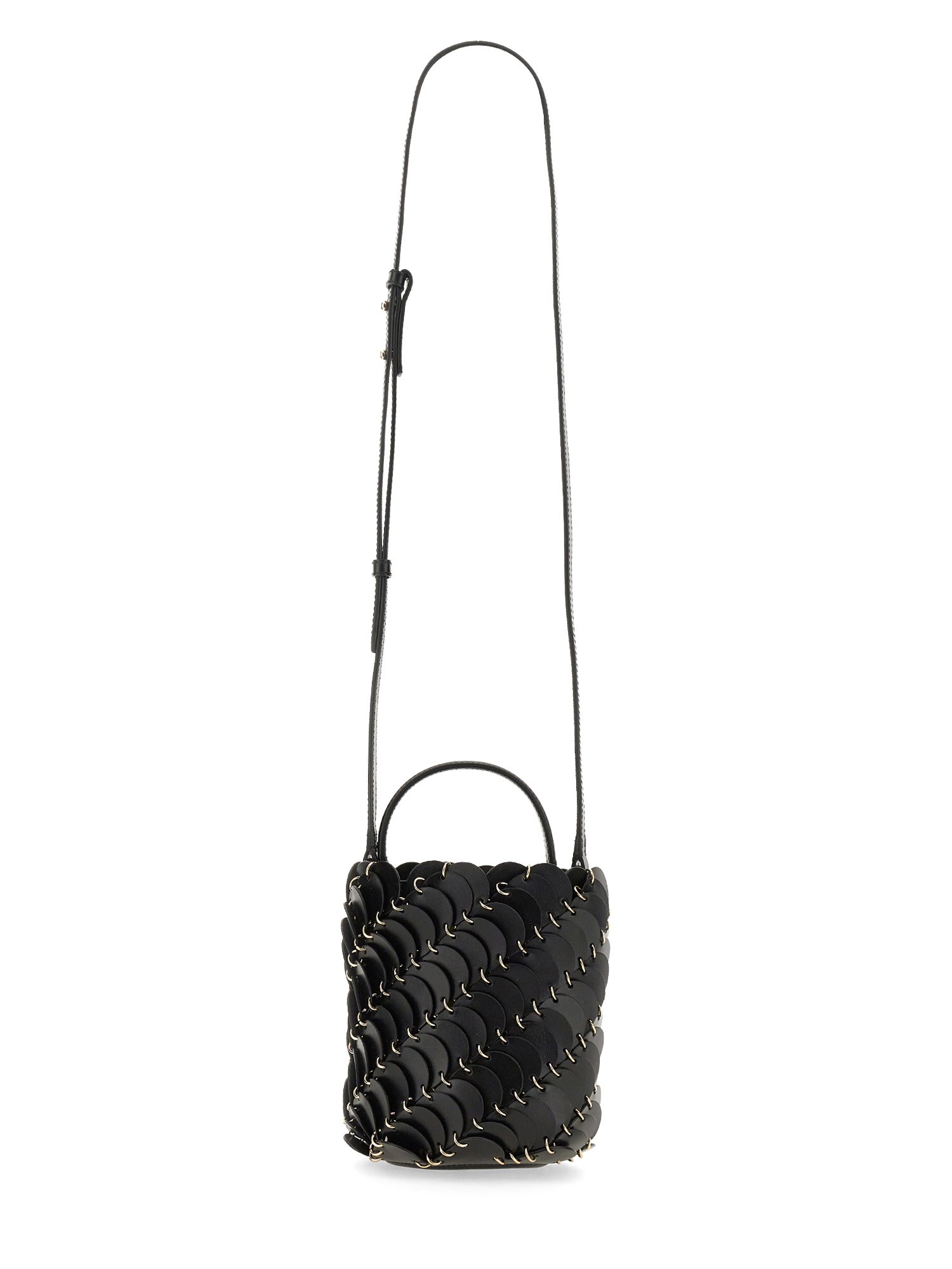 RABANNE    PACO SMALL LEATHER BUCKET BAG