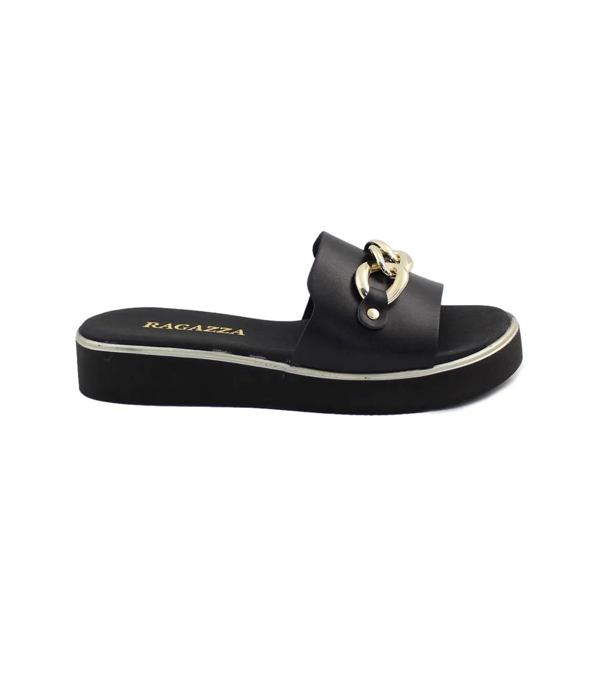 Ragazza Leather Platform Slipper- Black