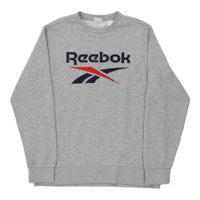 Reebok Spellout Sweatshirt - Large Grey Cotton