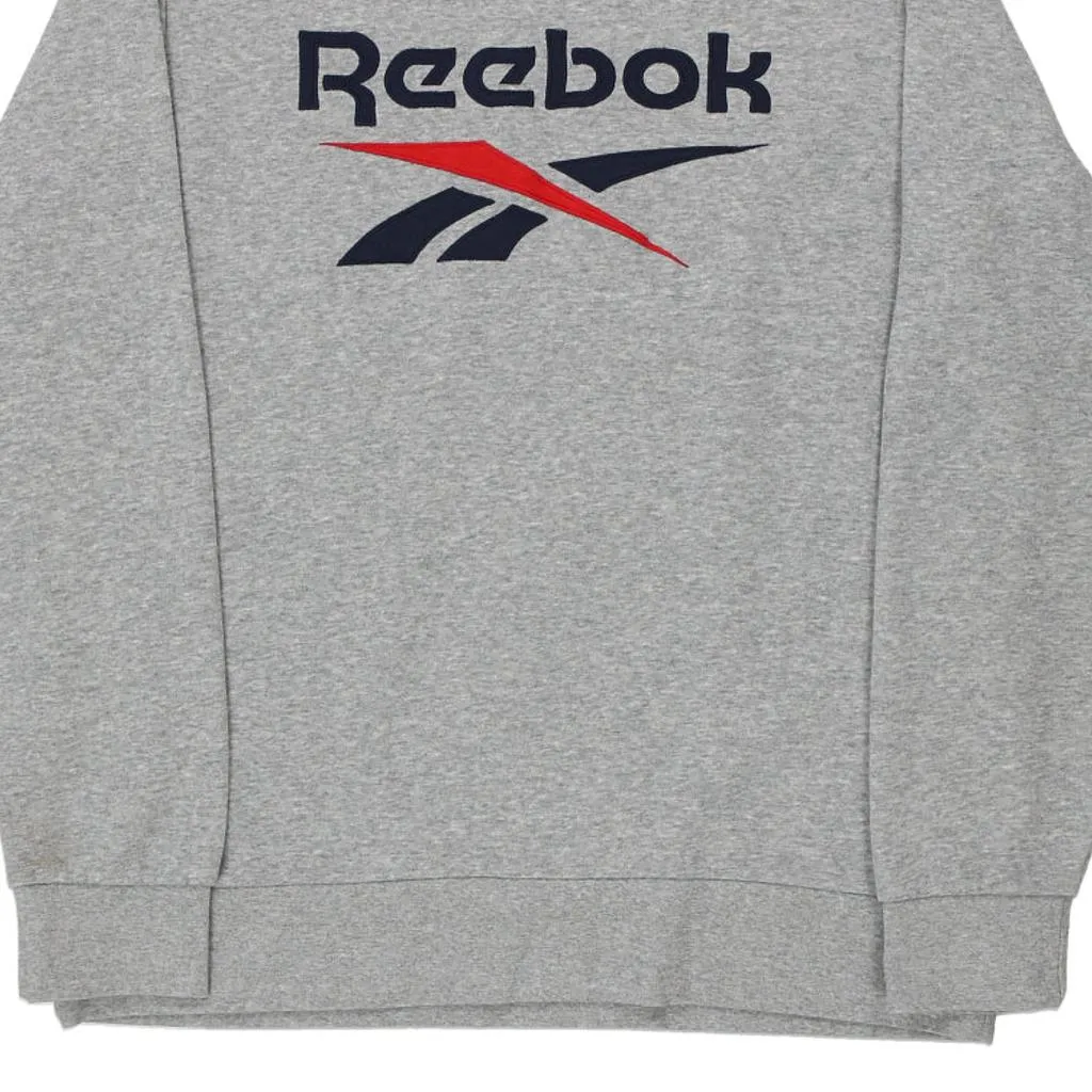 Reebok Spellout Sweatshirt - Large Grey Cotton