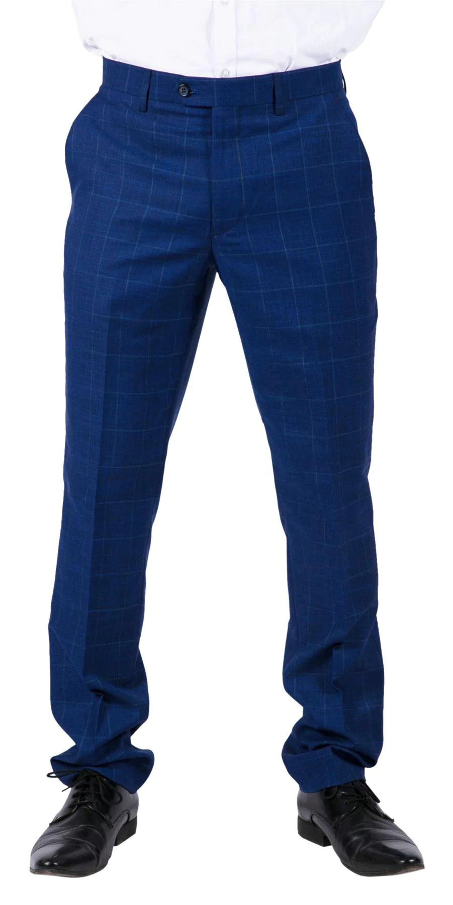 Rover - Men's Blue Wedding Trousers Tweed Check