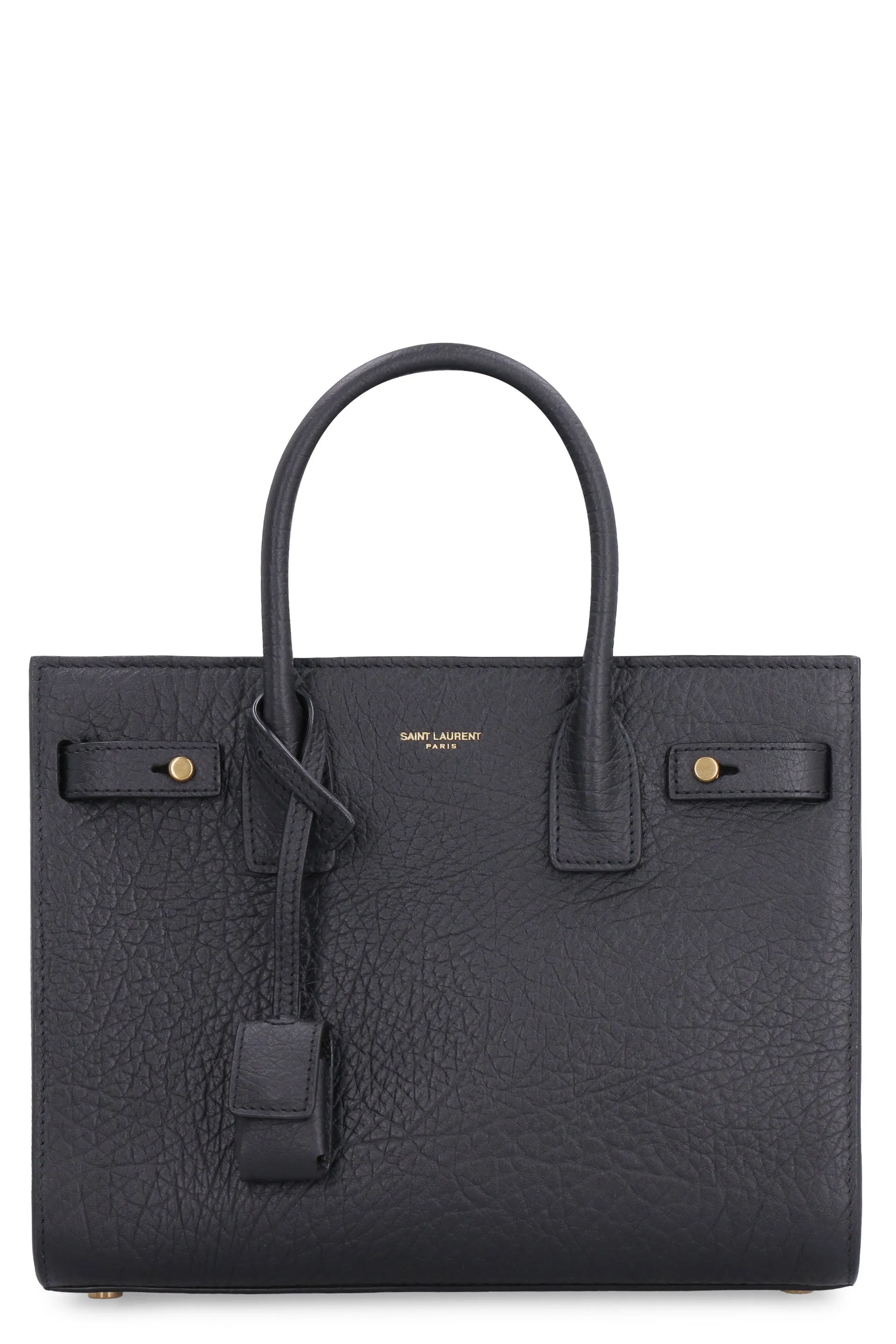 SAINT LAURENT Grainy Leather Top-Handle Handbag in Black for Women