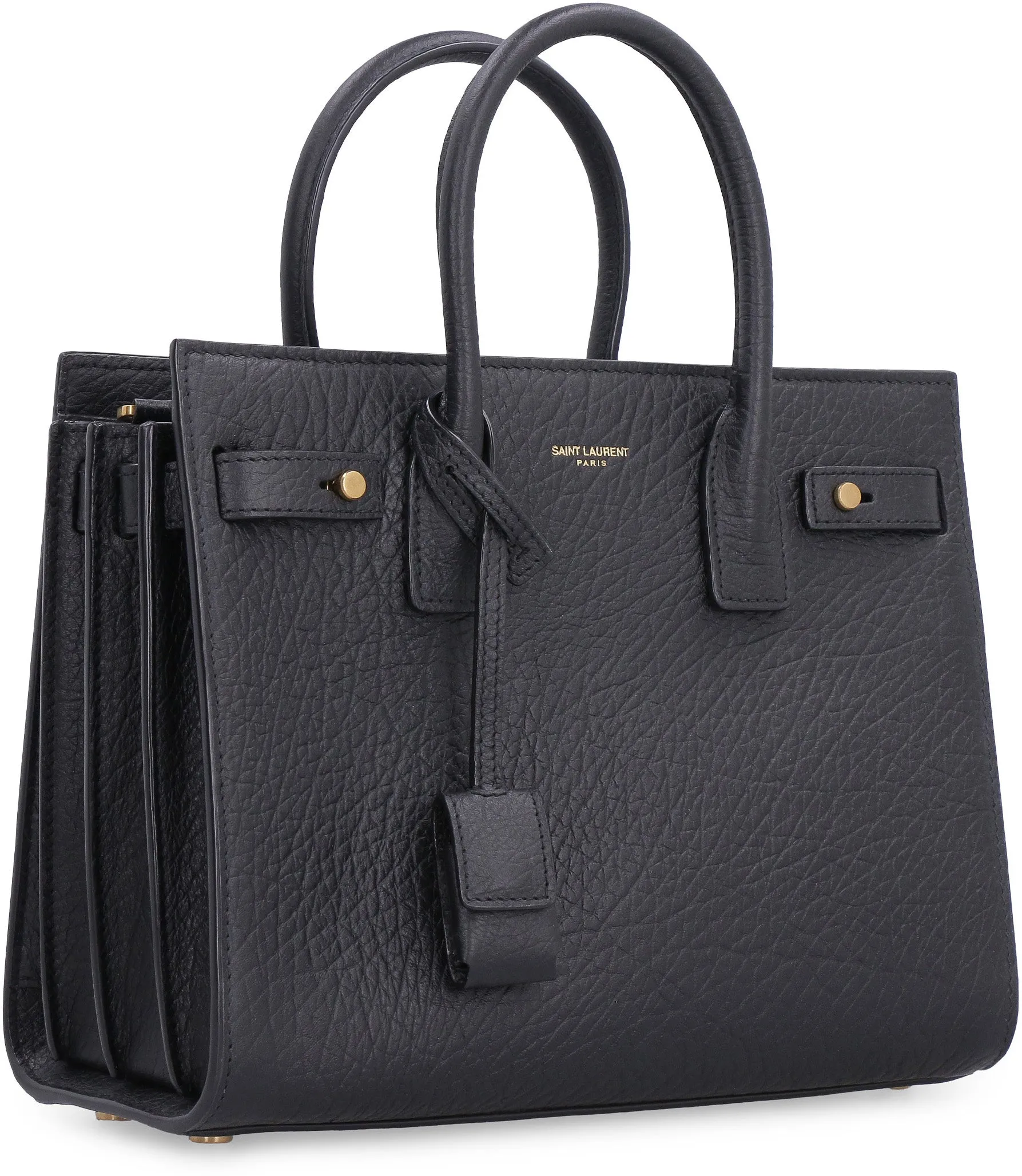 SAINT LAURENT Grainy Leather Top-Handle Handbag in Black for Women