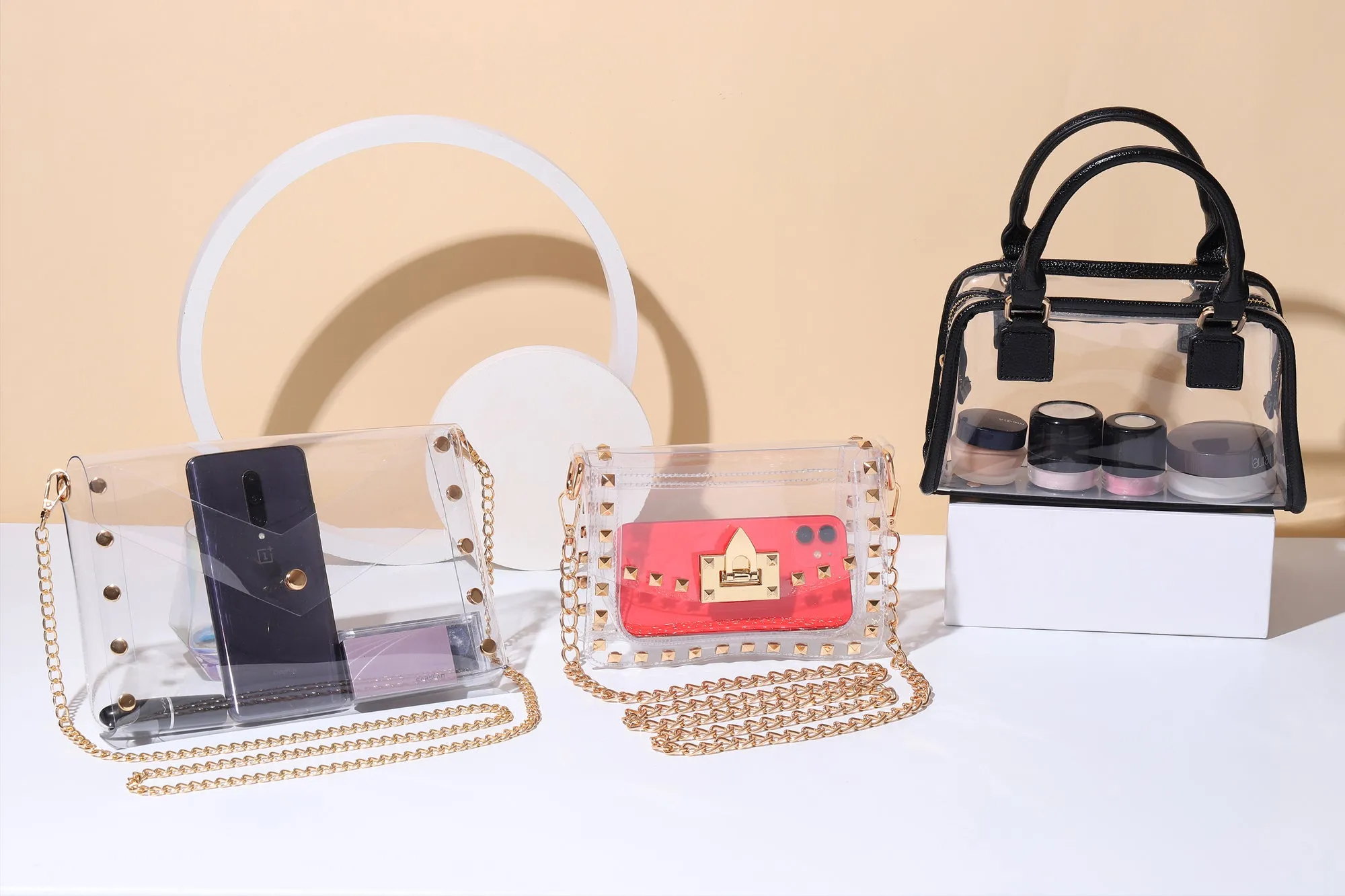 Selena Clear Handbag in Gold