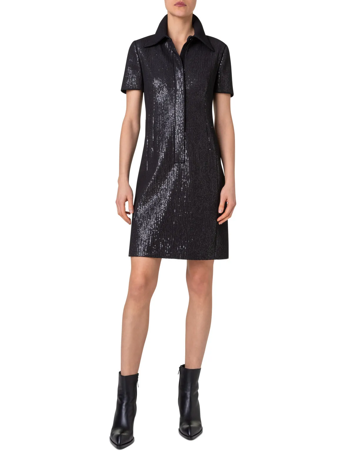 Sequin Silk Dress in Polo Style