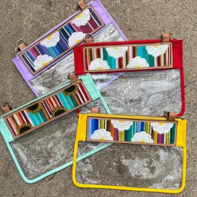 Serape Clear/Stadium  leather tooled bag (WITHOUT strap)