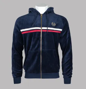 Sergio Tacchini Dallas Velour Hooded Tracksuit Top Maritime Blue