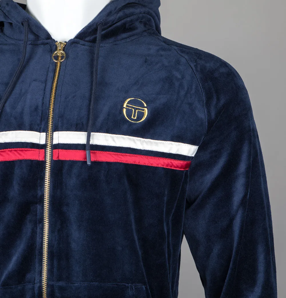 Sergio Tacchini Dallas Velour Hooded Tracksuit Top Maritime Blue