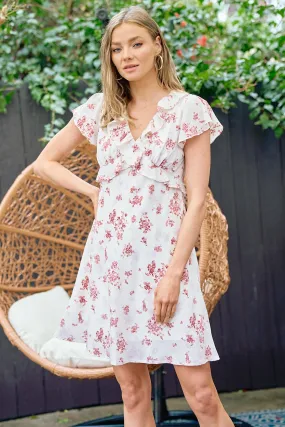 Short Floral Ruffle Dress