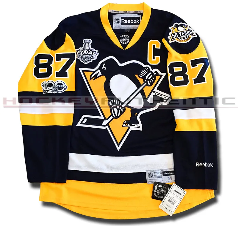 SIDNEY CROSBY PITTSBURGH PENGUINS 2017 STANLEY CUP FINALS PREMIER REEBOK NHL JERSEY