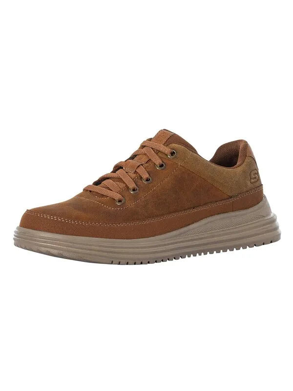 Skechers Proven Aldeno Leather Trainers - Dark Brown