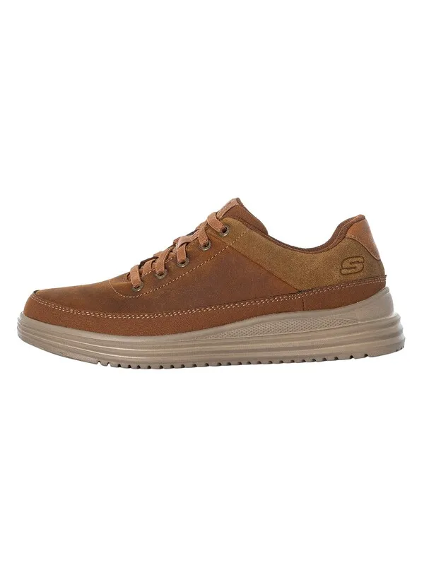 Skechers Proven Aldeno Leather Trainers - Dark Brown