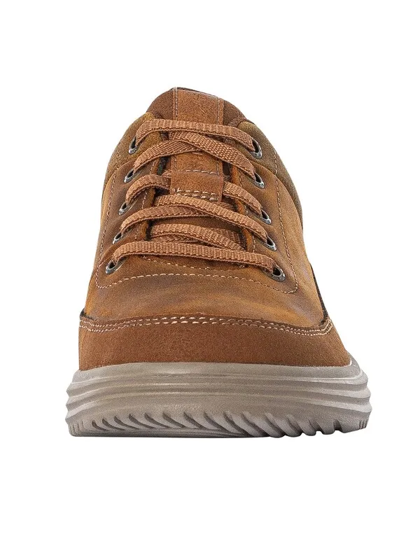 Skechers Proven Aldeno Leather Trainers - Dark Brown