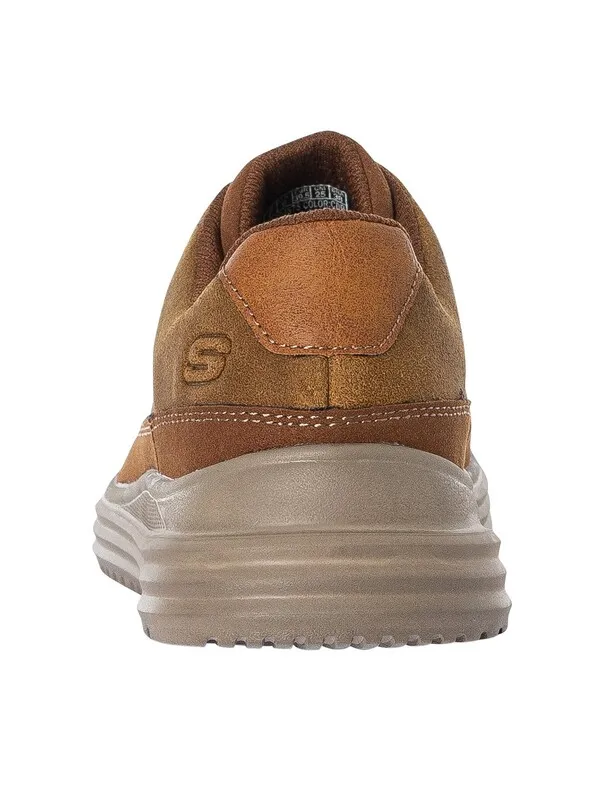 Skechers Proven Aldeno Leather Trainers - Dark Brown