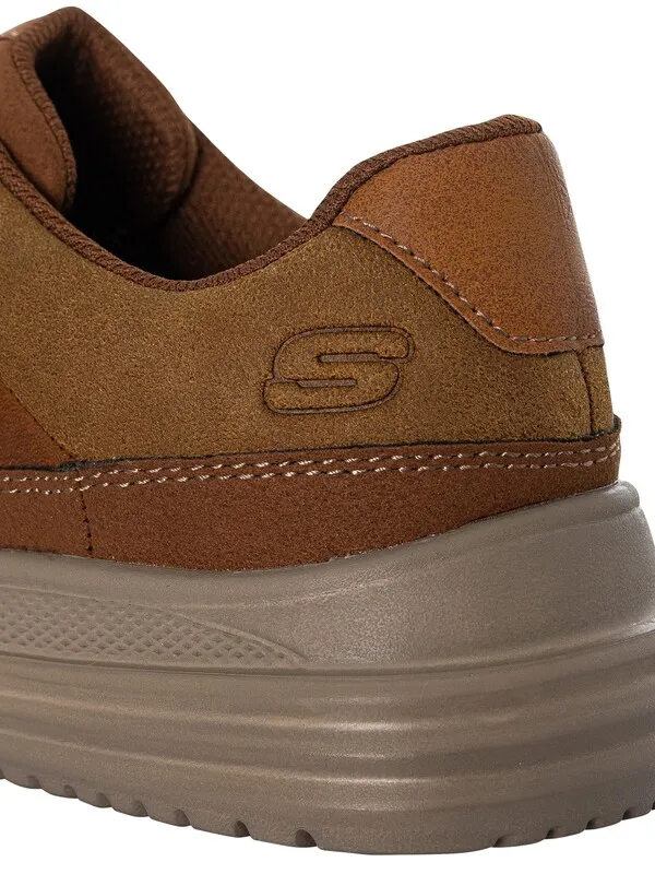 Skechers Proven Aldeno Leather Trainers - Dark Brown