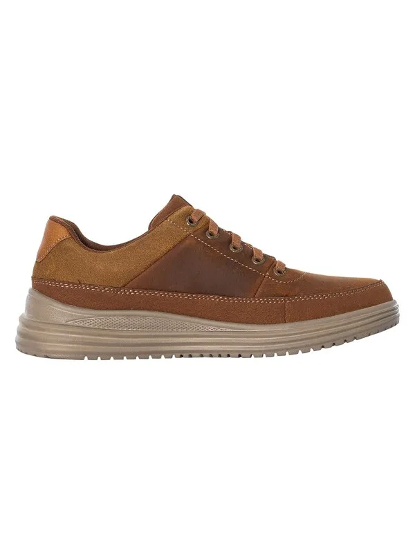 Skechers Proven Aldeno Leather Trainers - Dark Brown