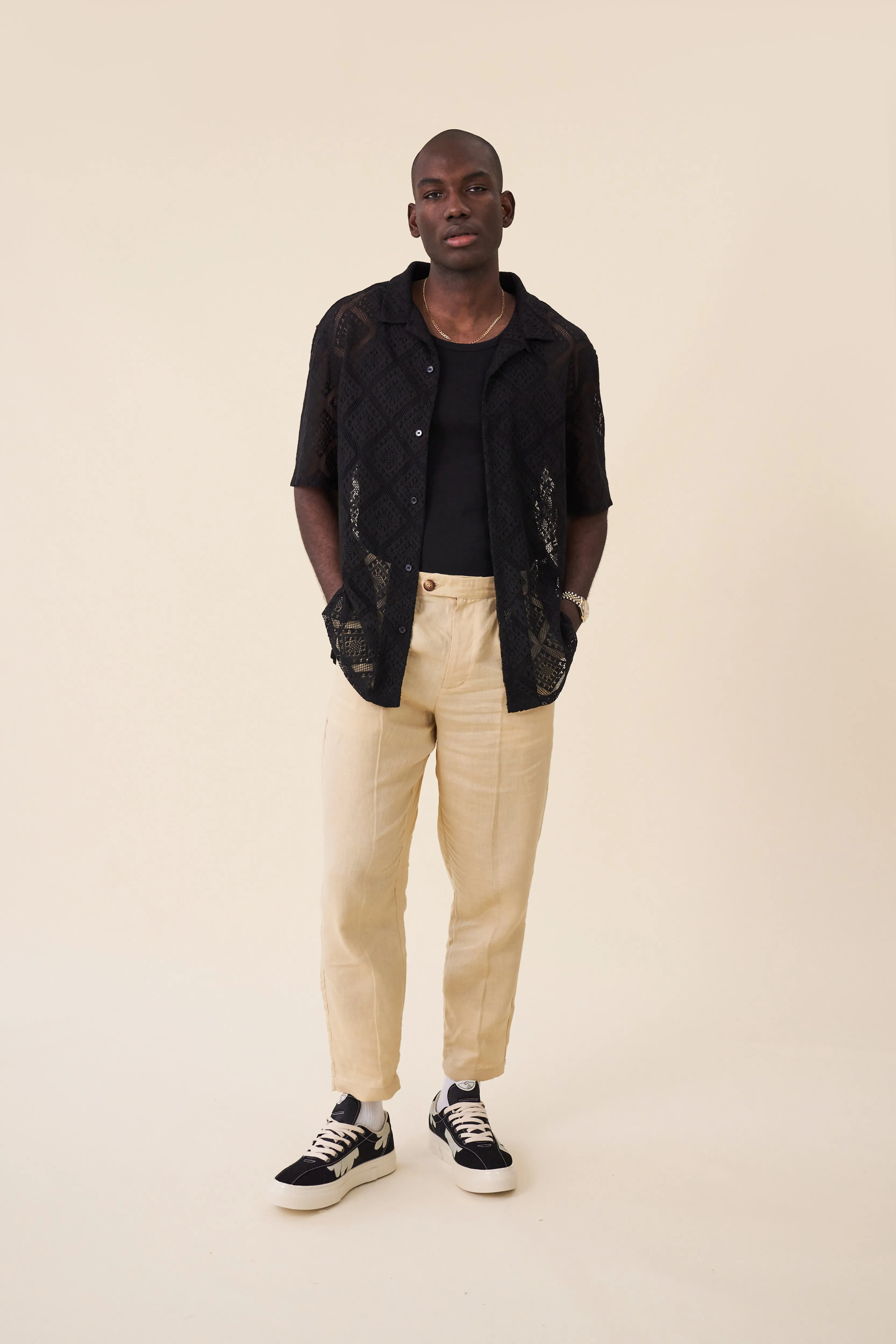 SMART PLEAT LINEN TROUSERS - MAIZE YELLOW