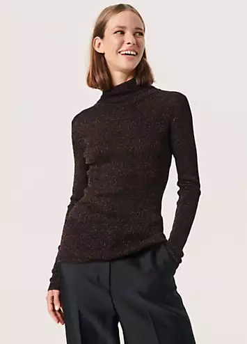 Soaked in Luxury Carina Metallic Knit Slim Fit Pullover | Grattan