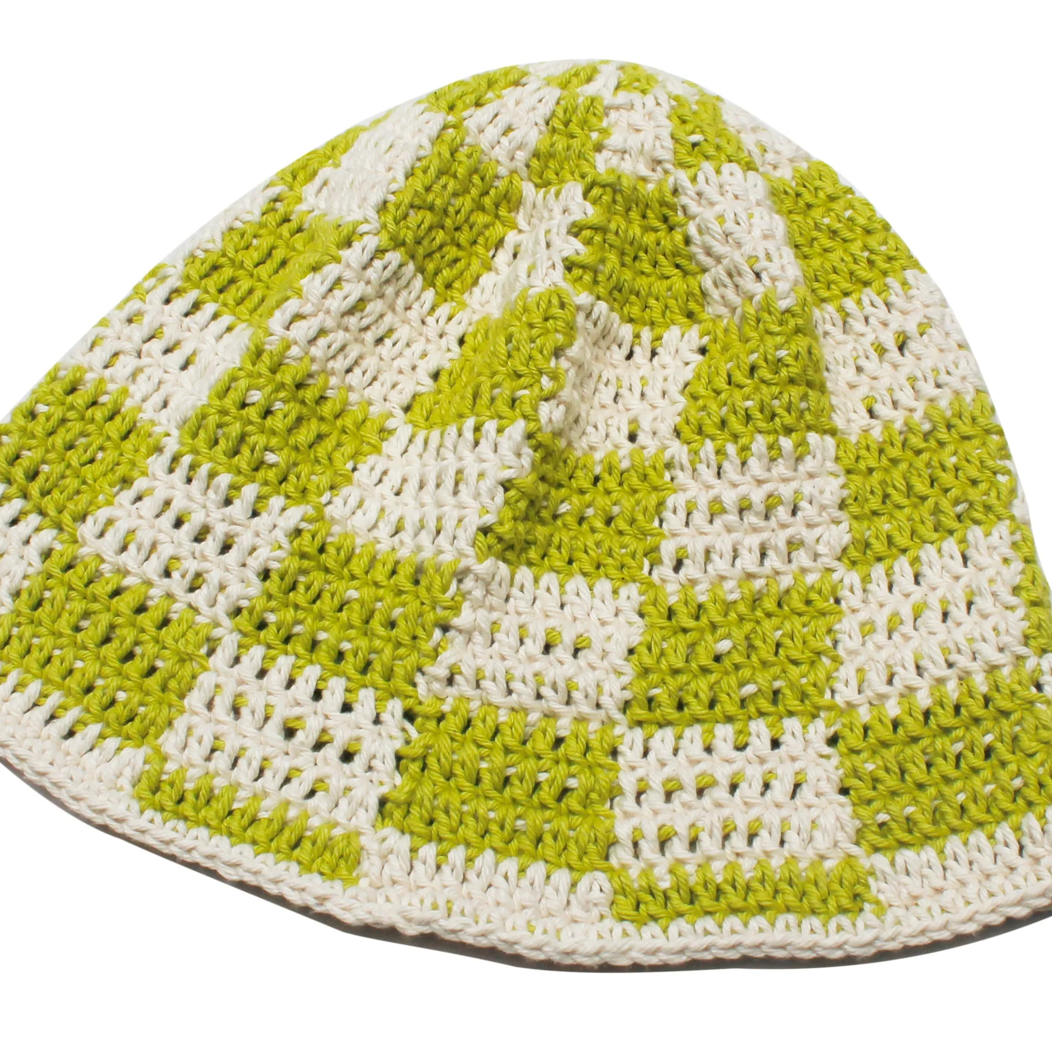 Sol Sol - Checkered Crochet Hat - Green