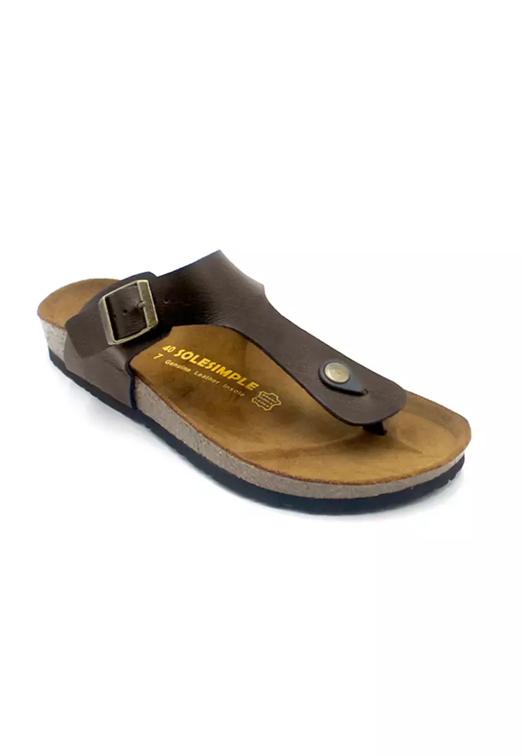 SoleSimple Rome - Dark Brown Leather Sandals & Flip Flops