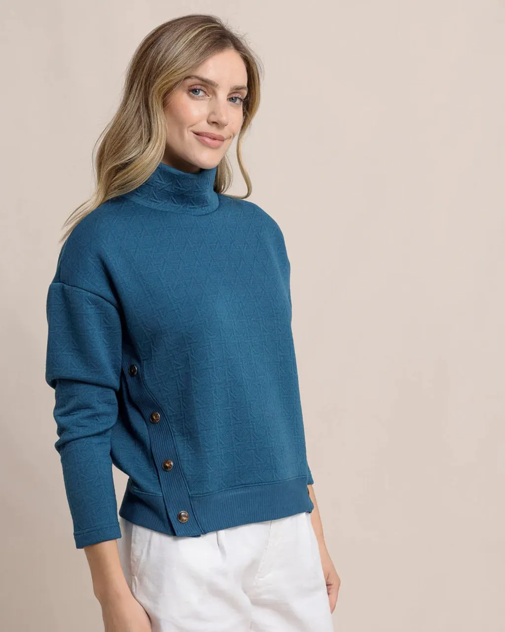 Southern Tide Cordelia Quilted Pullover: Teal Haze