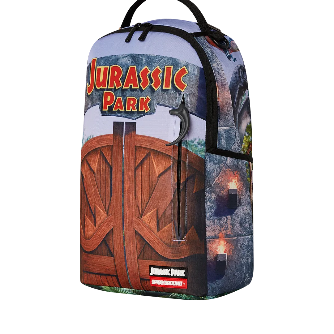 Sprayground Welcome to Jurassic Shark Backpack - Brown / Blue / Orange