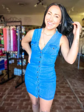 Stretch Denim Jumper Dress