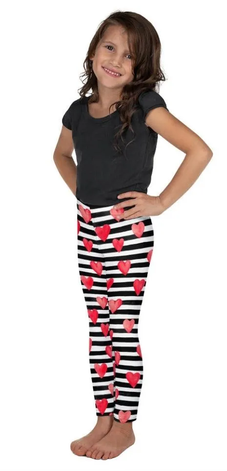 Stripes & Hearts Kid's Leggings