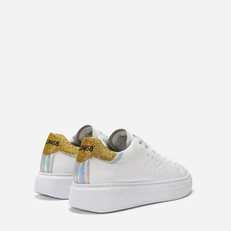 Sun68 Grace Leather Bianco Oro Sneakers