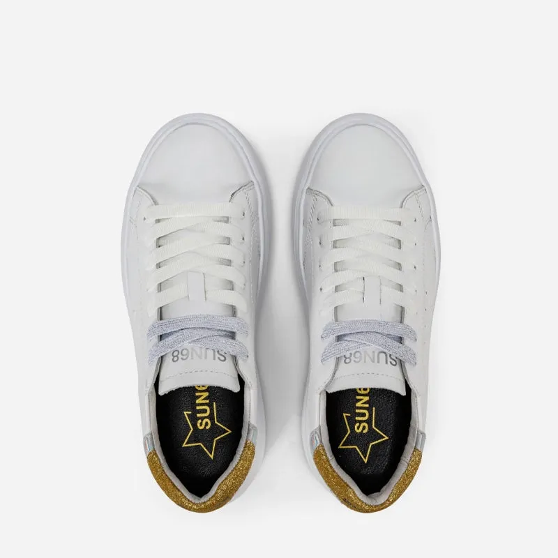 Sun68 Grace Leather Bianco Oro Sneakers